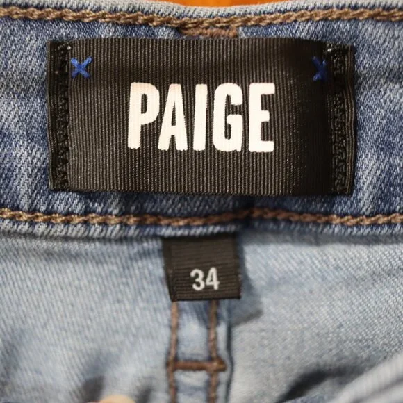 Paige Lennox Relaxed Straight Denim Jeans Size 34 Blue Stretch Comfort Fit - Picture 8 of 14